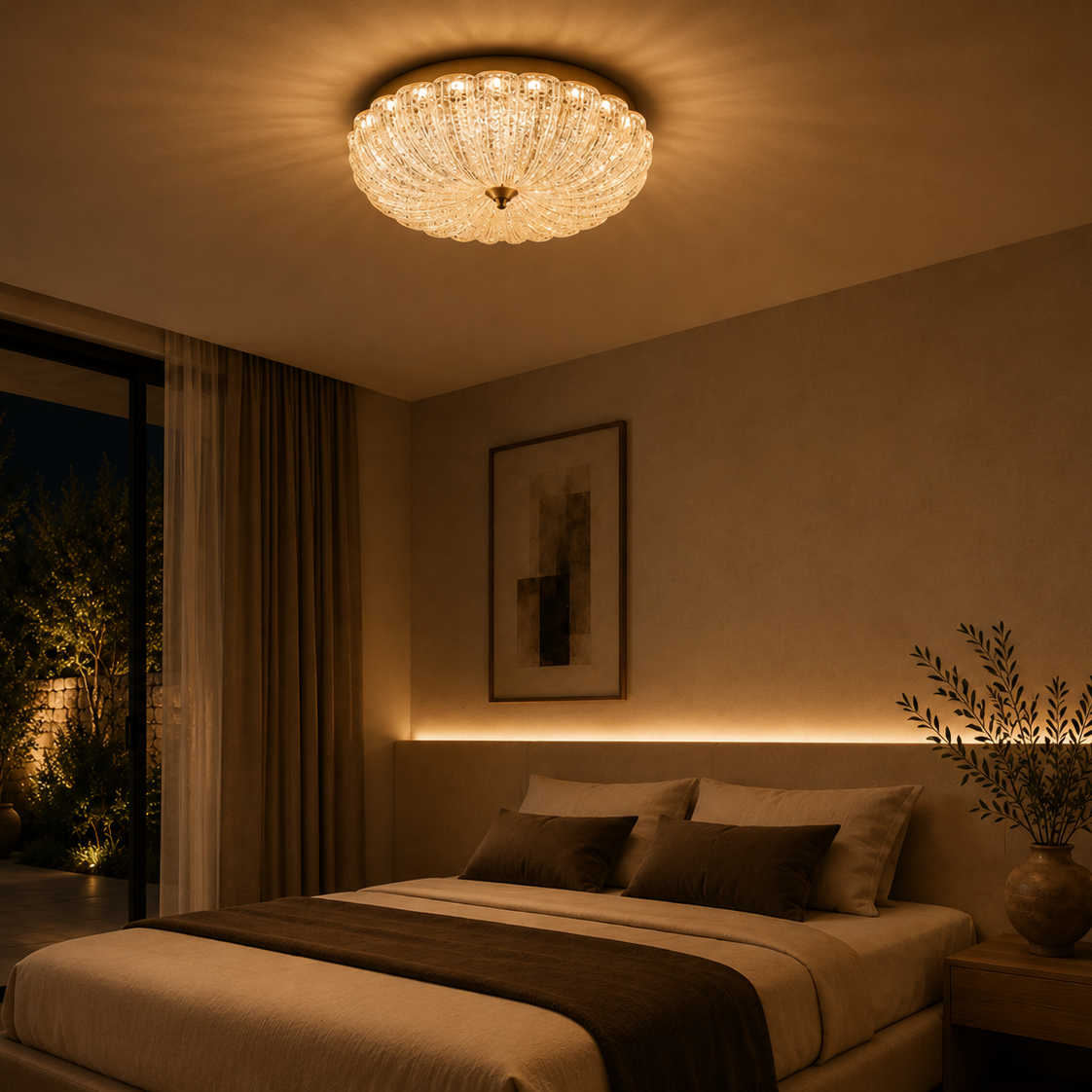 Led Flush Ceiling Lights Glass Retro