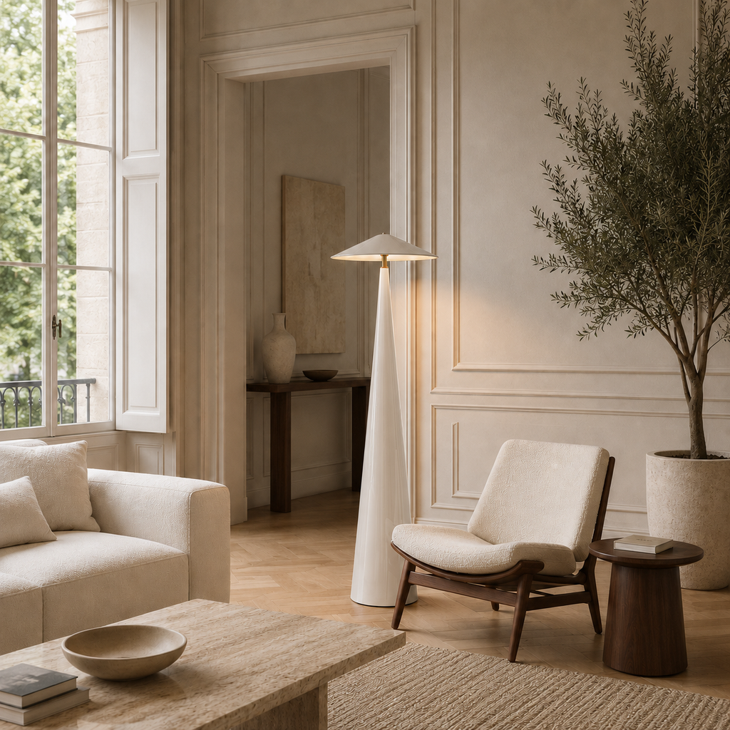 Black Floor Lamp Cone-Shaped LED