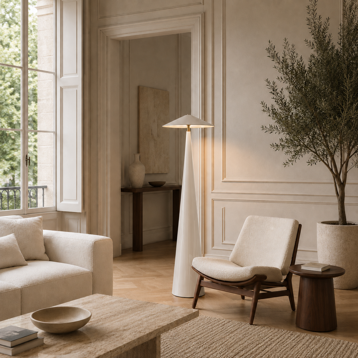Black Floor Lamp Cone-Shaped LED