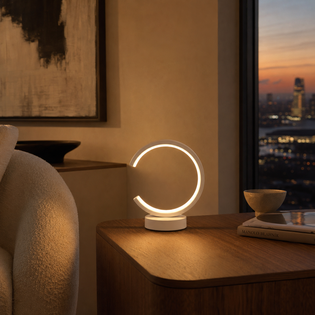 Dimmable Circular LED Table Lamp – Aven