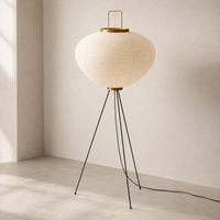 Rice Paper Floor Lamp With Iron Tripod