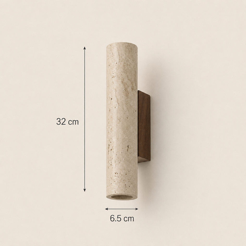 Maren Yellow Travertine & Wood Wall Light