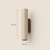 Maren Yellow Travertine & Wood Wall Light