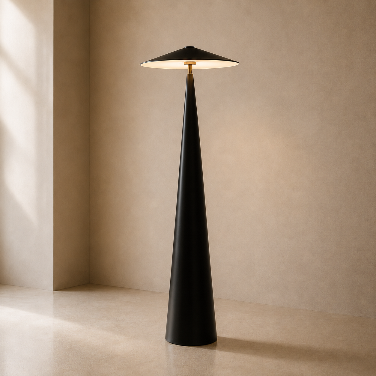 Black Floor Lamp Cone-Shaped LED