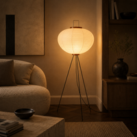 Rice Paper Floor Lamp With Iron Tripod
