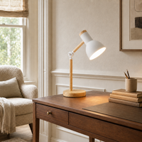 Adjustable Nordic Wooden & Metal Bedside Table Lamp – Mila