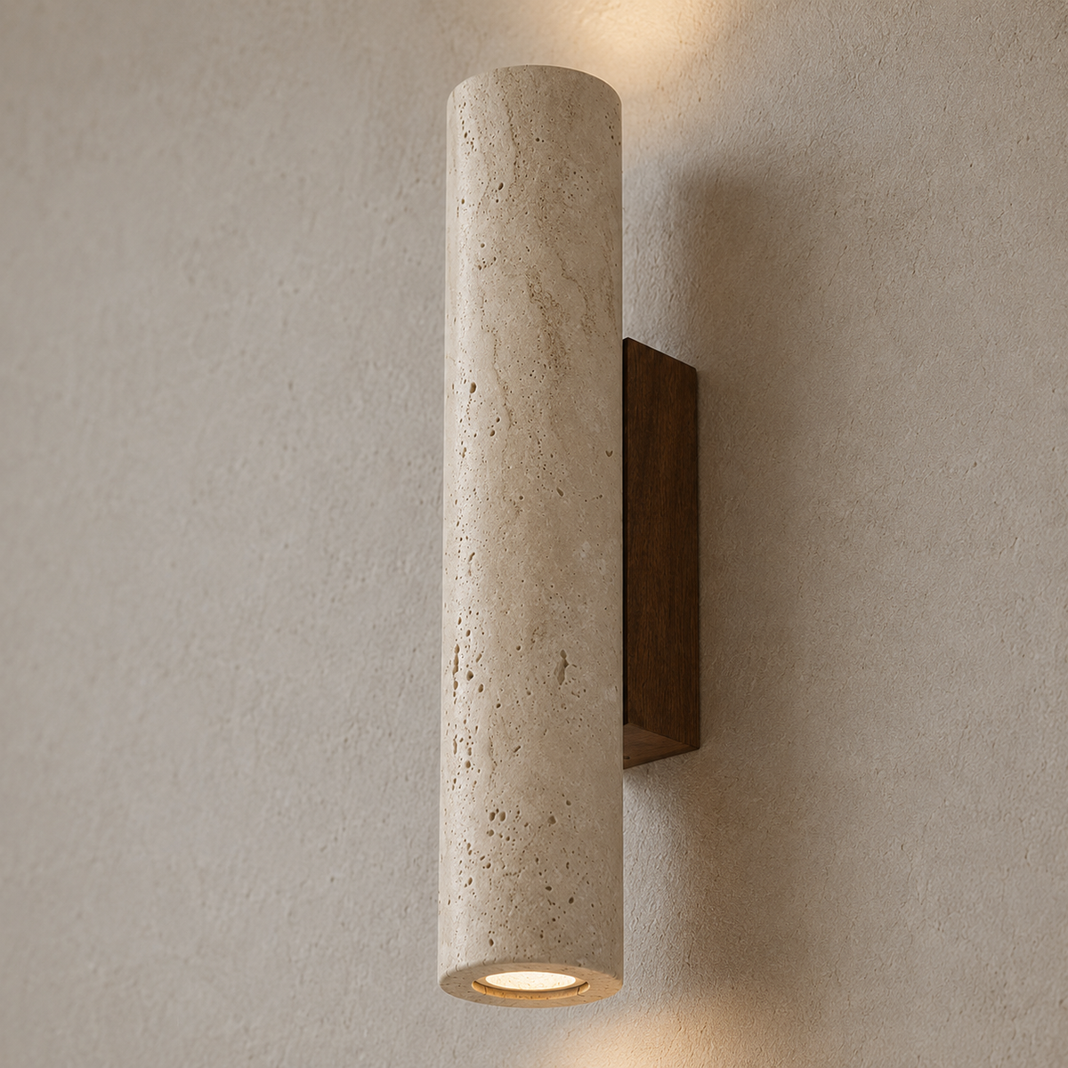 Maren Yellow Travertine & Wood Wall Light