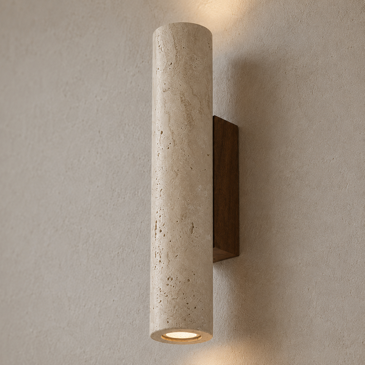 Maren Yellow Travertine & Wood Wall Light