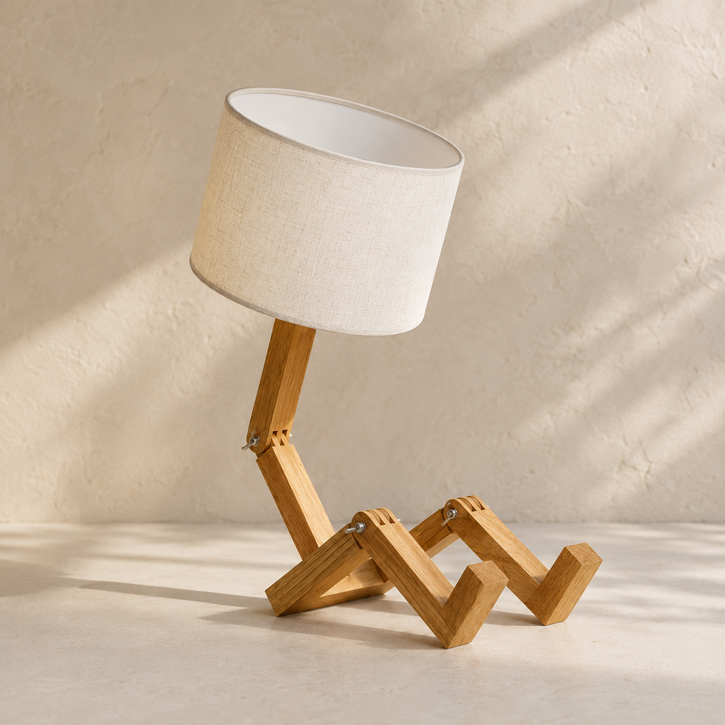Solid Wood Figure Table Lamp with Fabric Shade – Arlo