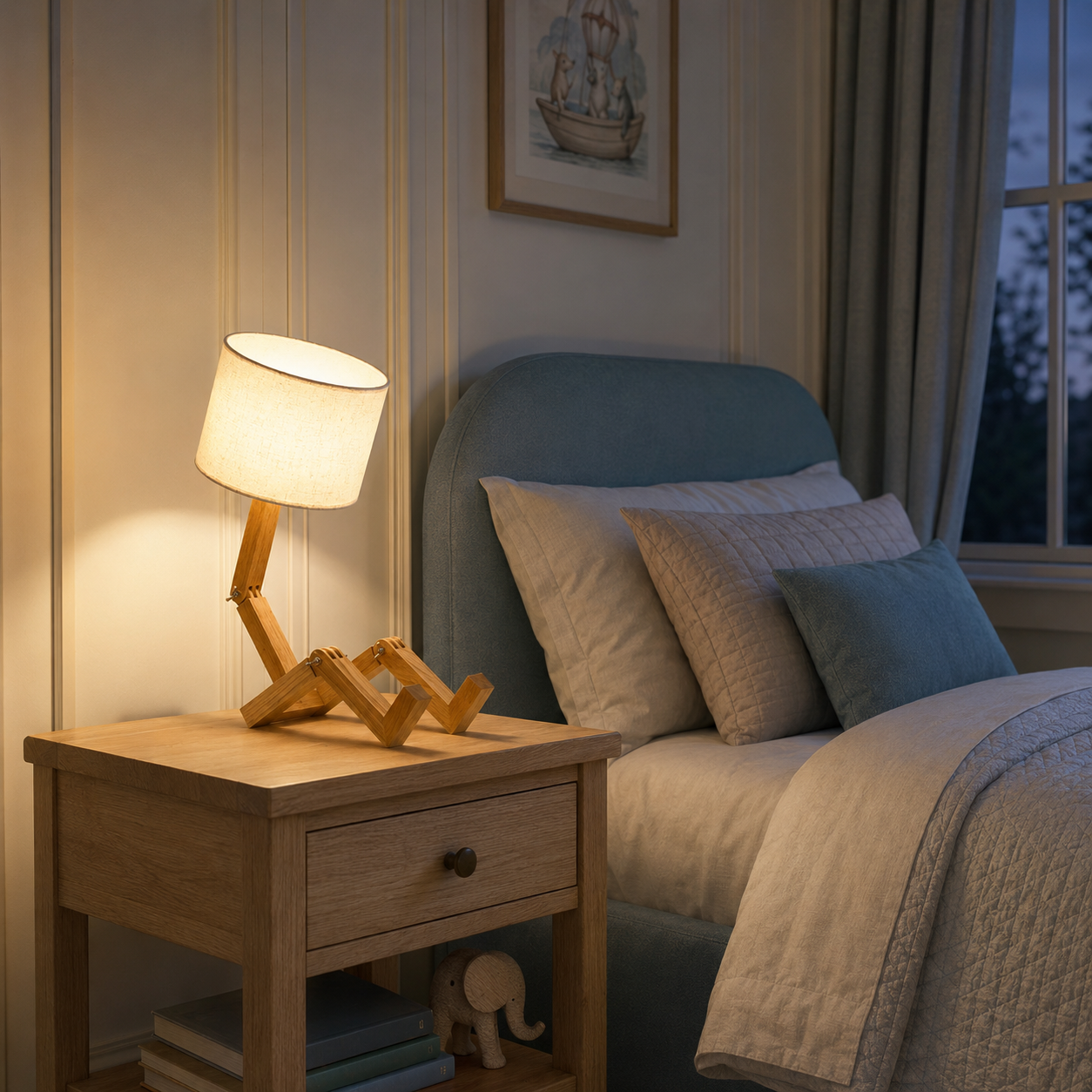 Solid Wood Figure Table Lamp with Fabric Shade – Arlo