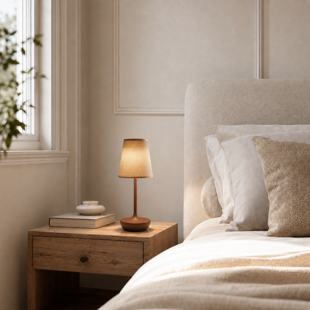Rechargeable Cordless Table Lamp with Fabric Shade – Marlow