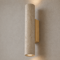 Maren Yellow Travertine & Wood Wall Light