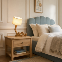 Solid Wood Figure Table Lamp with Fabric Shade – Arlo