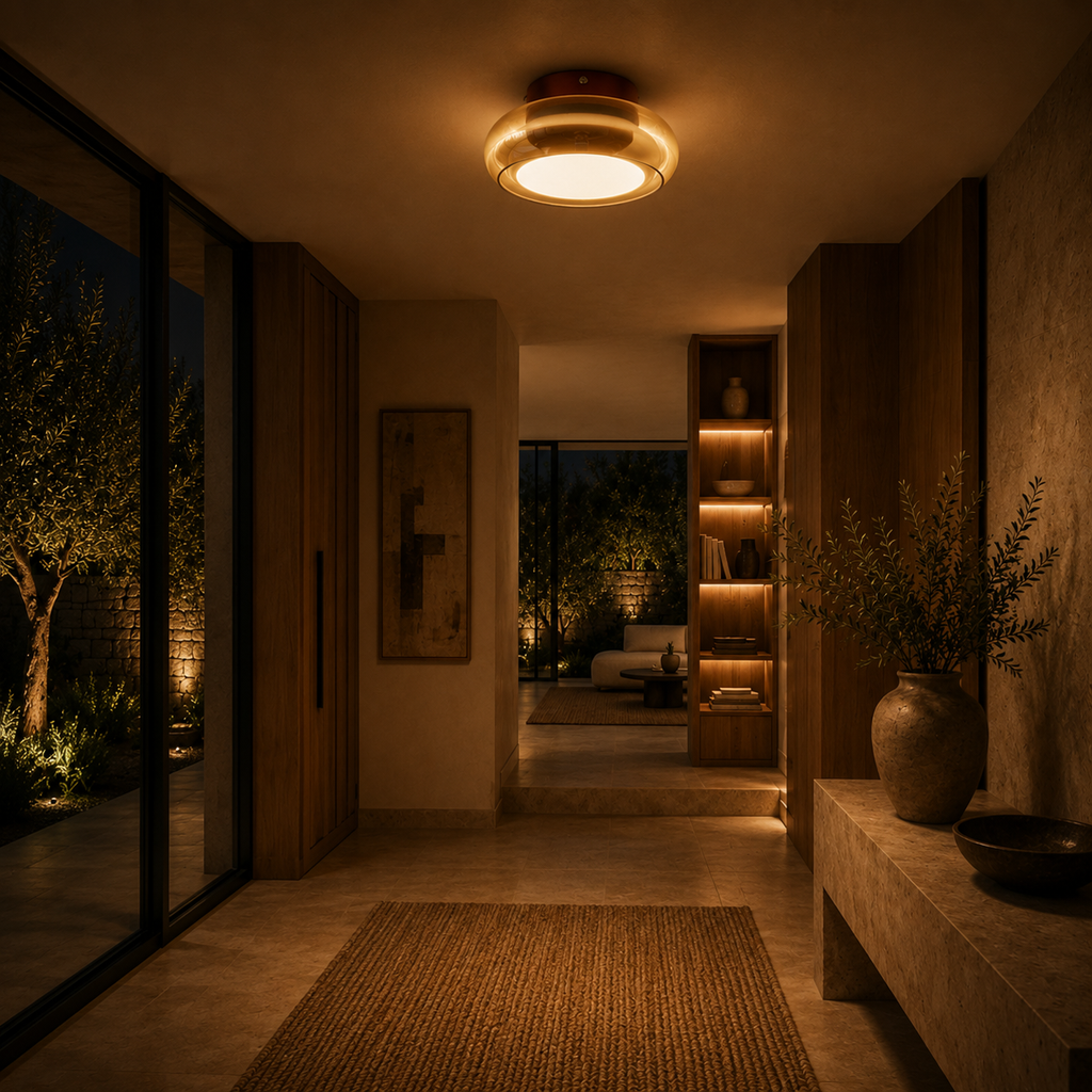 Amber Glass LED Ceiling Light