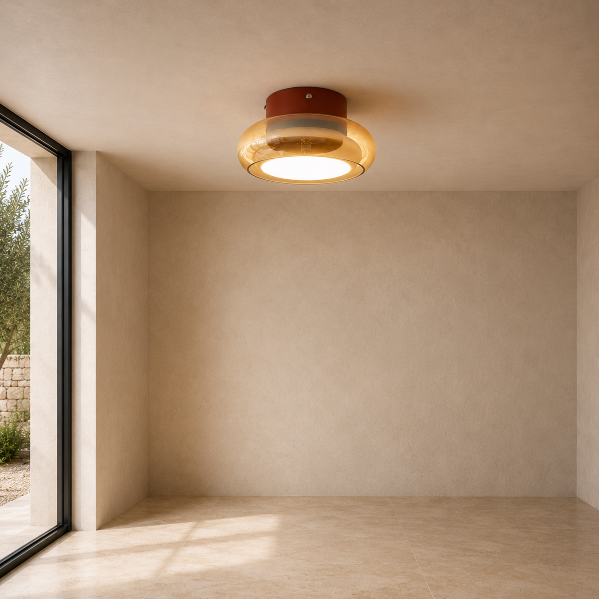 Amber Glass LED Ceiling Light