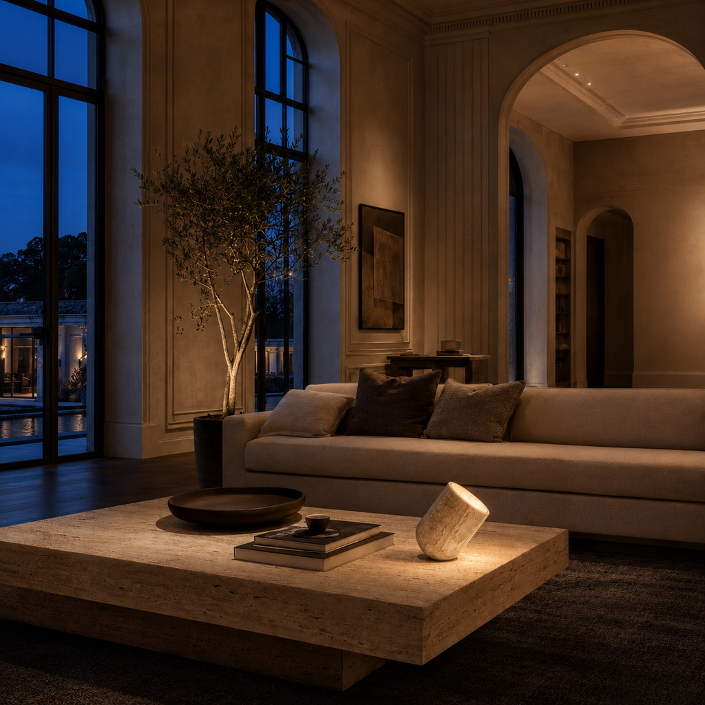 Stone Table Lamp Travertine Cave