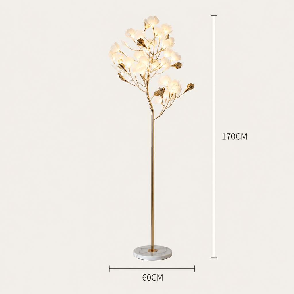 Floor Lamps Marble Ginkgo Leaf Metal