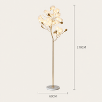 Floor Lamps Marble Ginkgo Leaf Metal