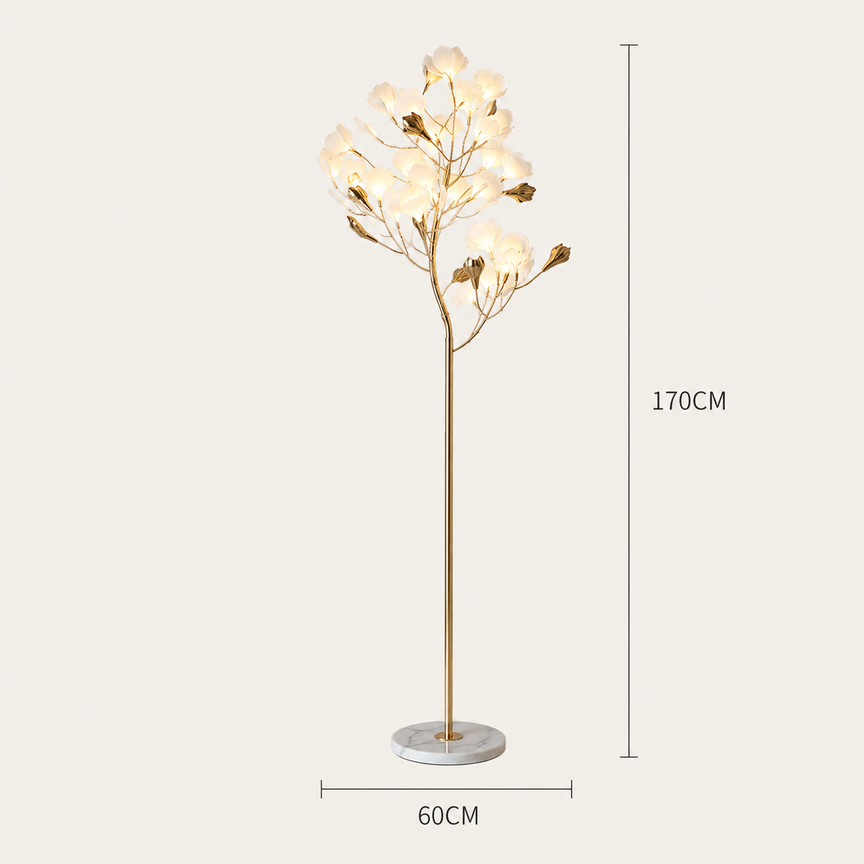 Floor Lamps Marble Ginkgo Leaf Metal