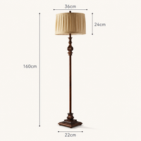 Bedroom Floor Lamp Pleated Fabric Shade Traditional Resin Base