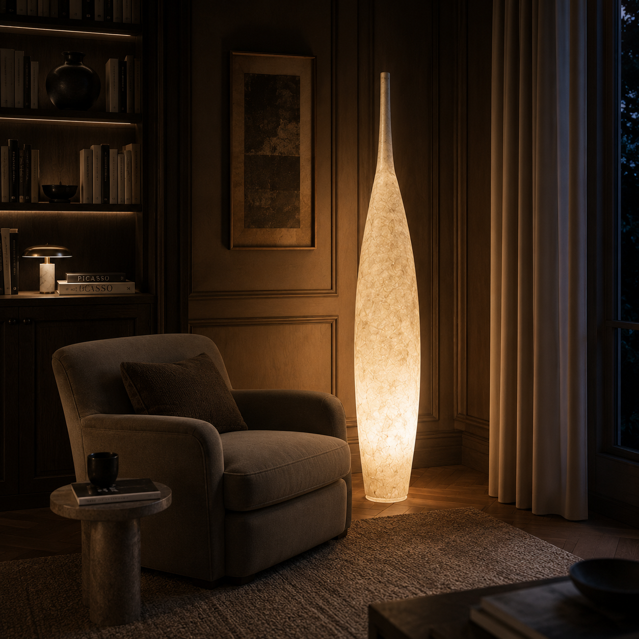 Uplighter Floor Lamp Vase Shape Resin
