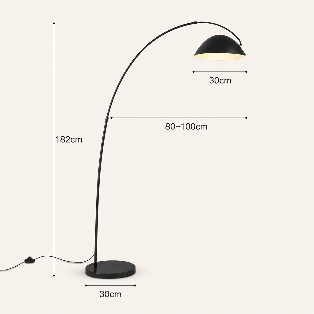 Black Stainless Steel Arc Floor Lamp