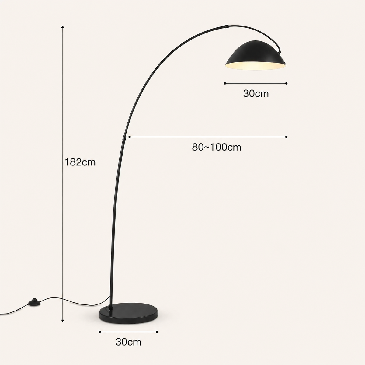 Black Stainless Steel Arc Floor Lamp