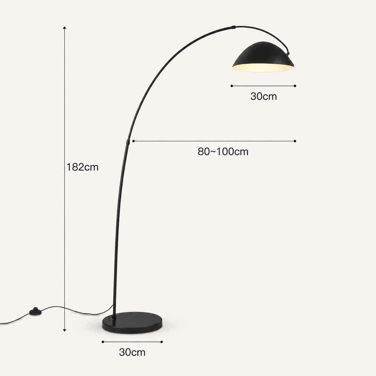 Black Stainless Steel Arc Floor Lamp