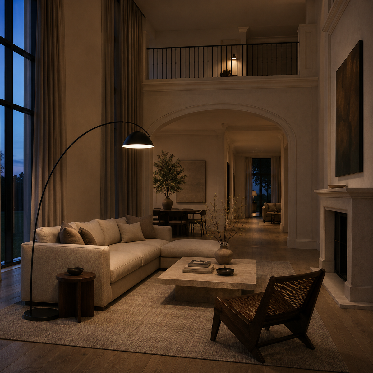 Black Stainless Steel Arc Floor Lamp