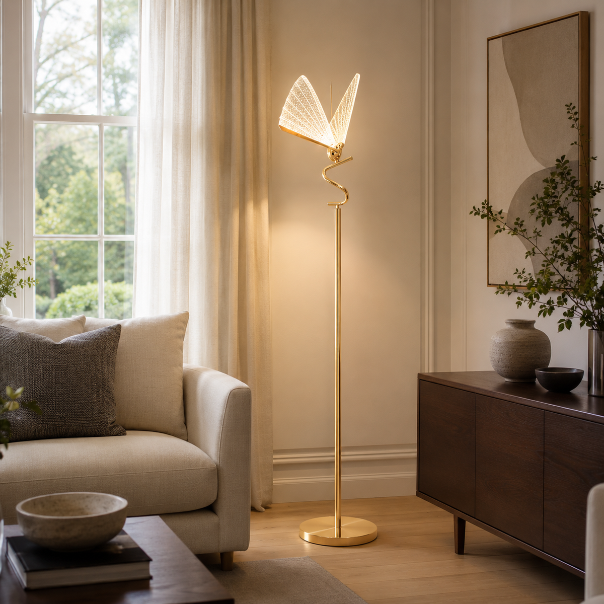 Unusual Gold Floor Lamp Butterfly
