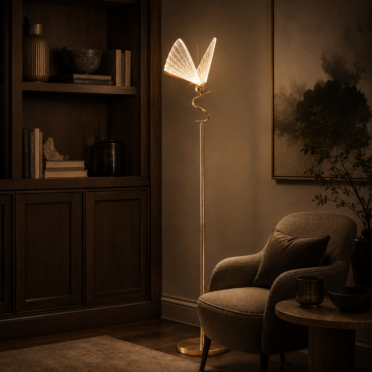 Unusual Gold Floor Lamp Butterfly