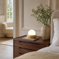 Table Lamps Travertine Round