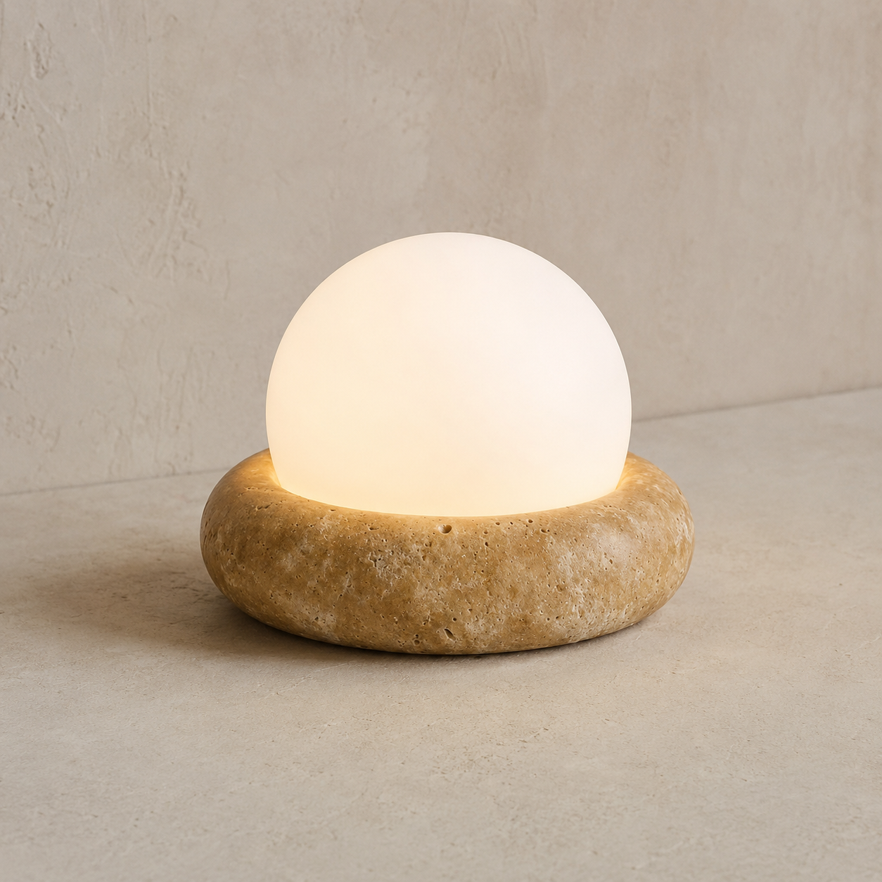 Table Lamps Travertine Round