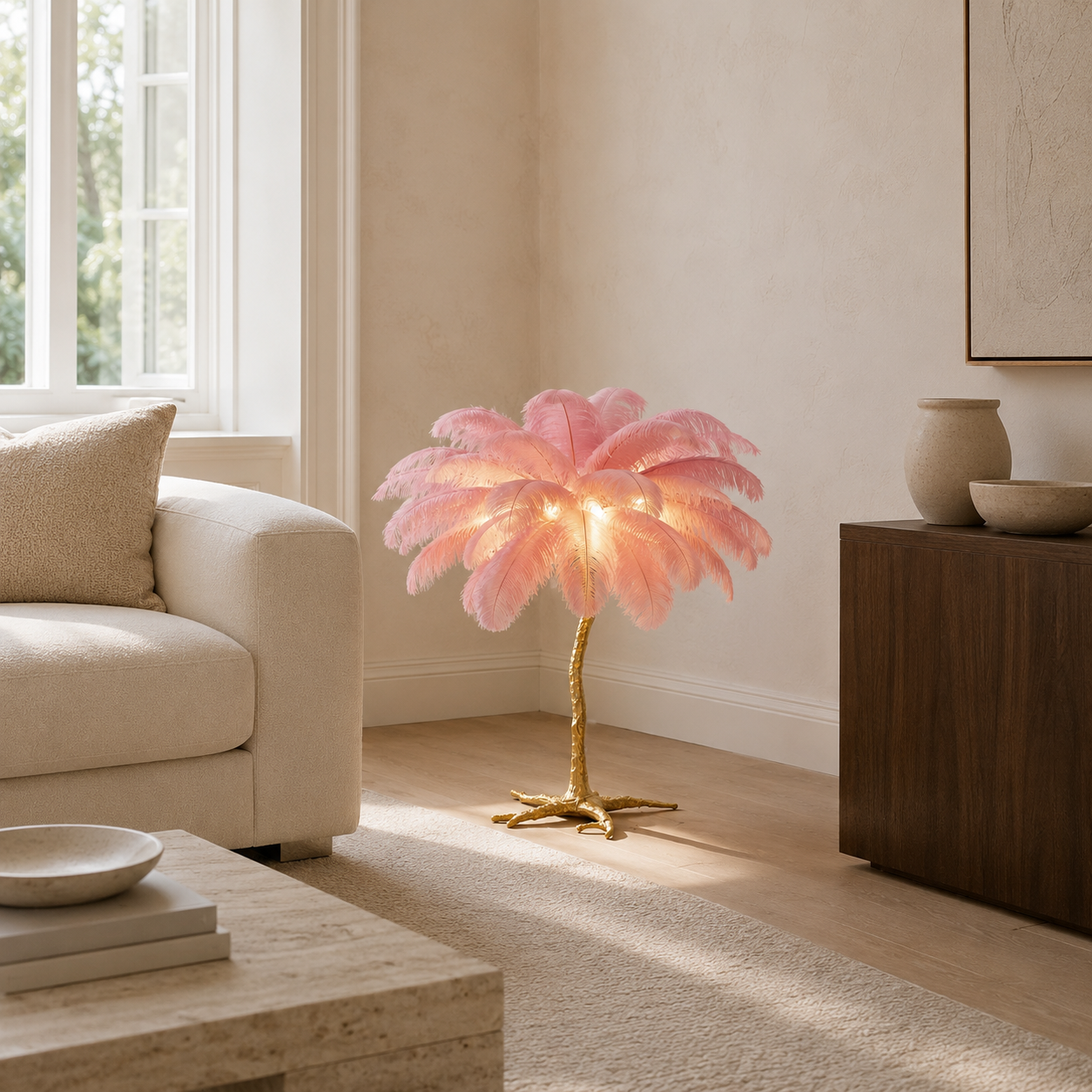 Unusual Floor Lamp Uk Feather Gold Branch Base
