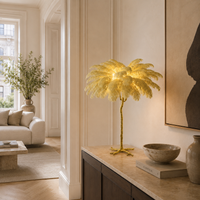 Unusual Floor Lamp Uk Feather Gold Branch Base