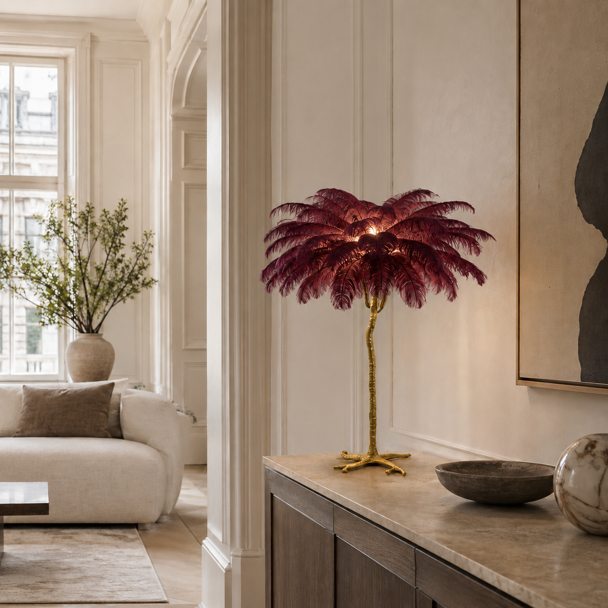 Unusual Floor Lamp Uk Feather Gold Branch Base