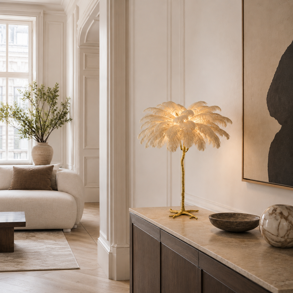 Unusual Floor Lamp Uk Feather Gold Branch Base