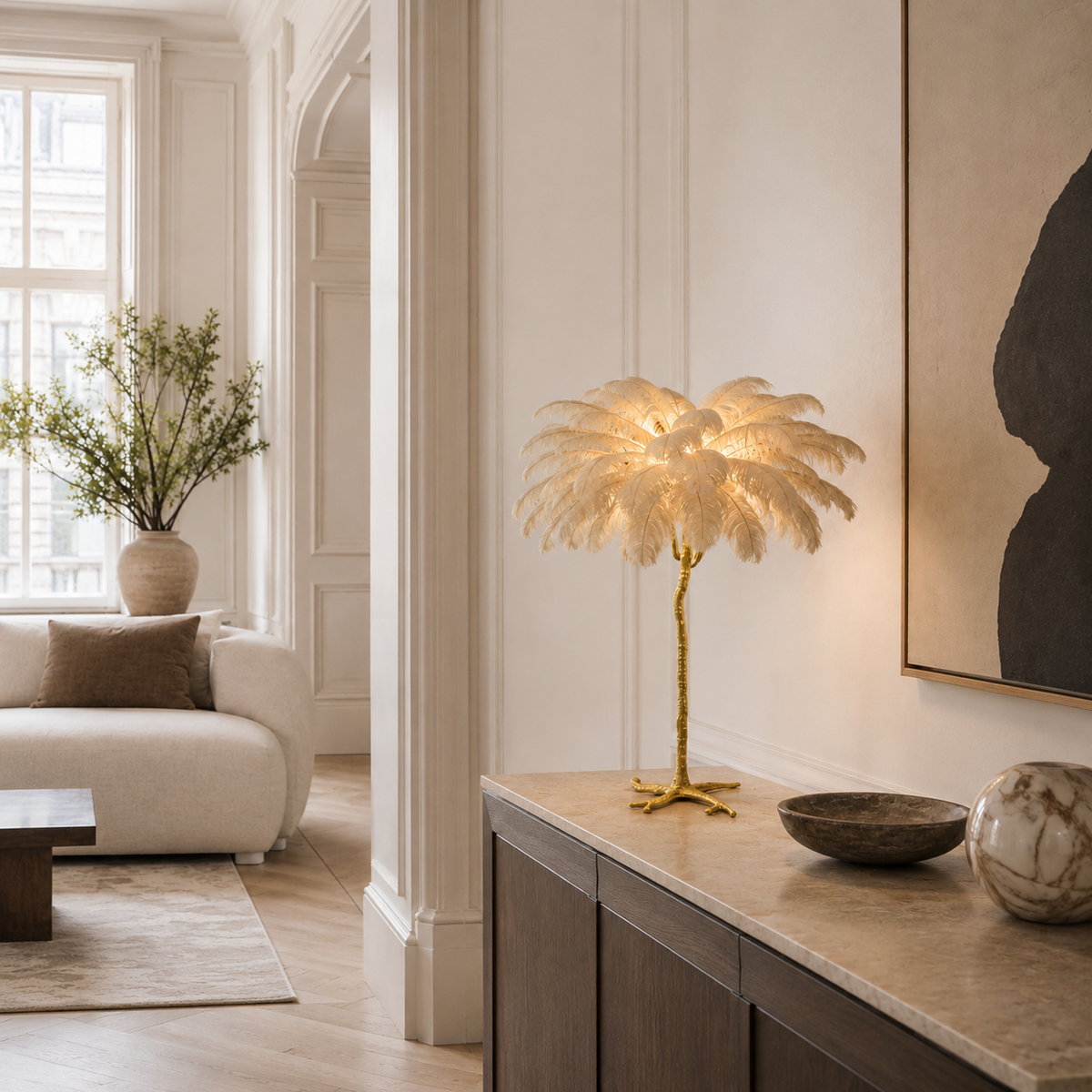 Unusual Floor Lamp Uk Feather Gold Branch Base