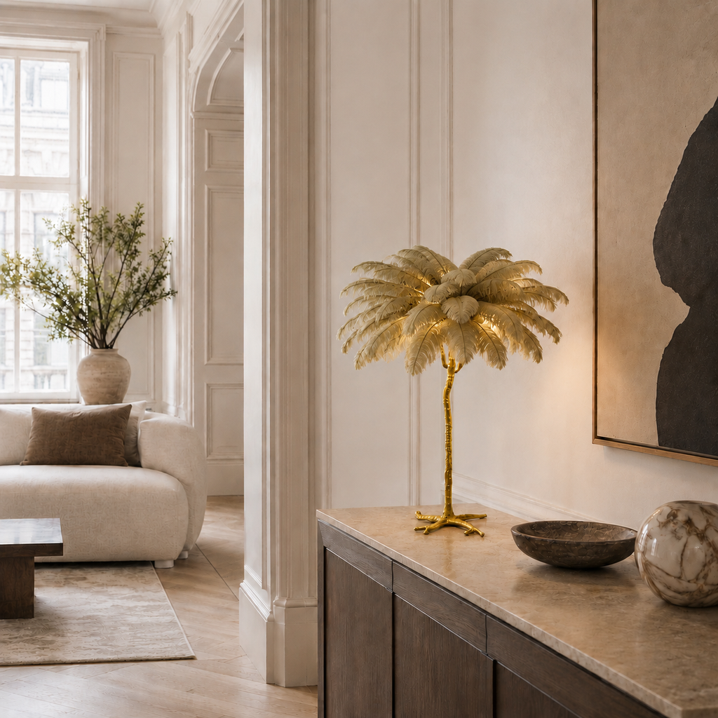 Unusual Floor Lamp Uk Feather Gold Branch Base