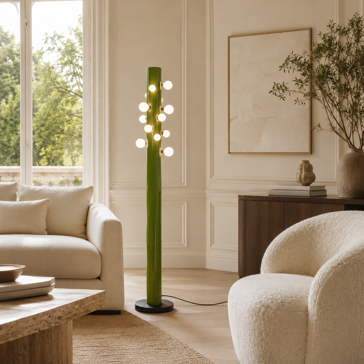 Floor Lamps Glass Green LED