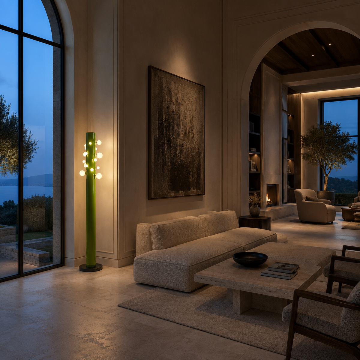 Floor Lamps Glass Green LED
