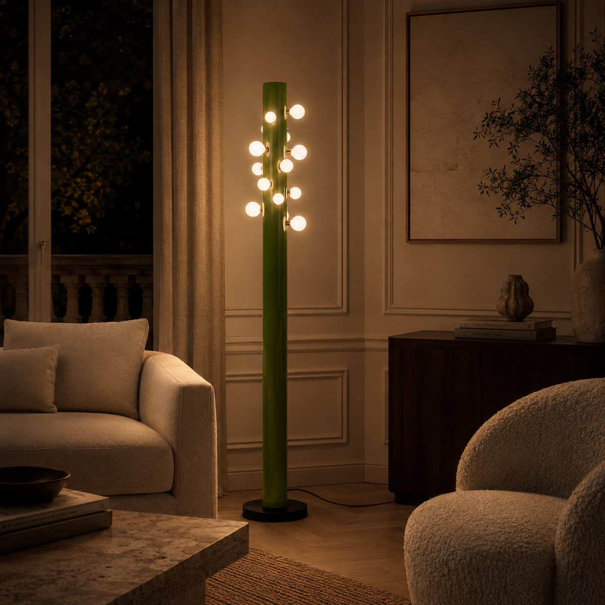 Floor Lamps Glass Green LED