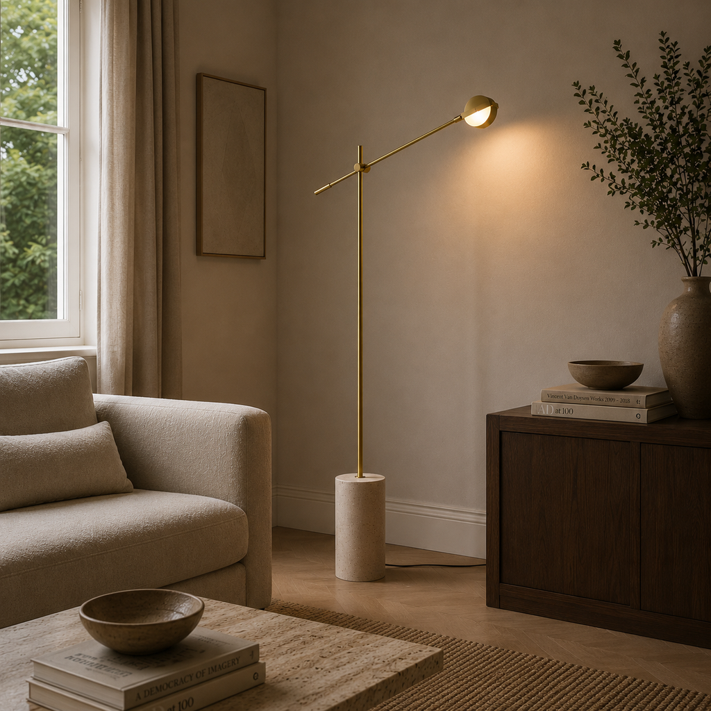 Unusual Floor Lamps For Living Room Marble Base Gold Metal