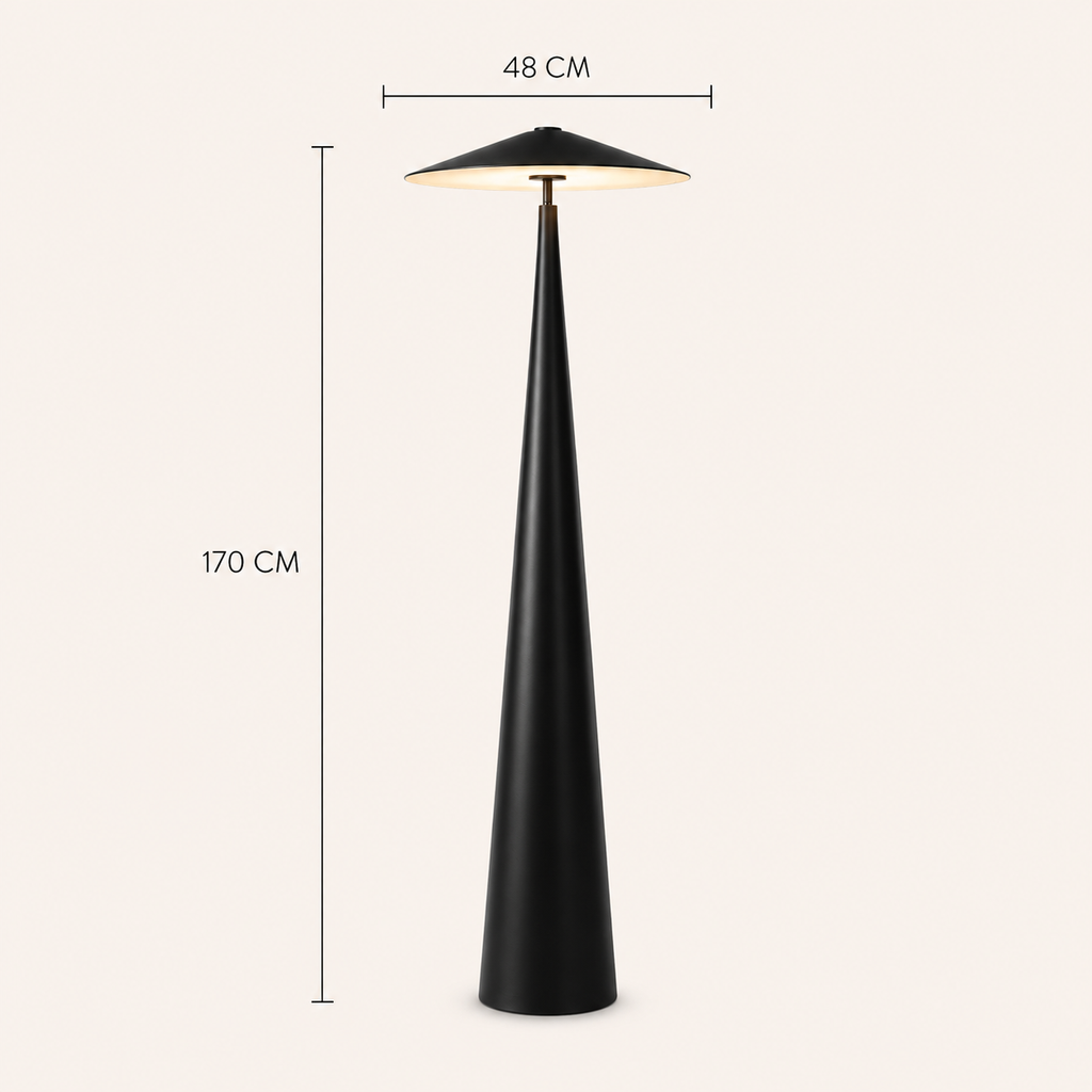 Black Floor Lamp Cone-Shaped LED