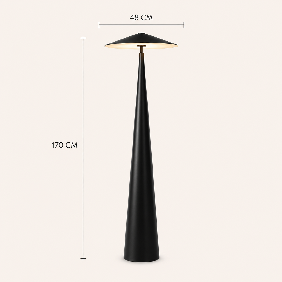 Black Floor Lamp Cone-Shaped LED