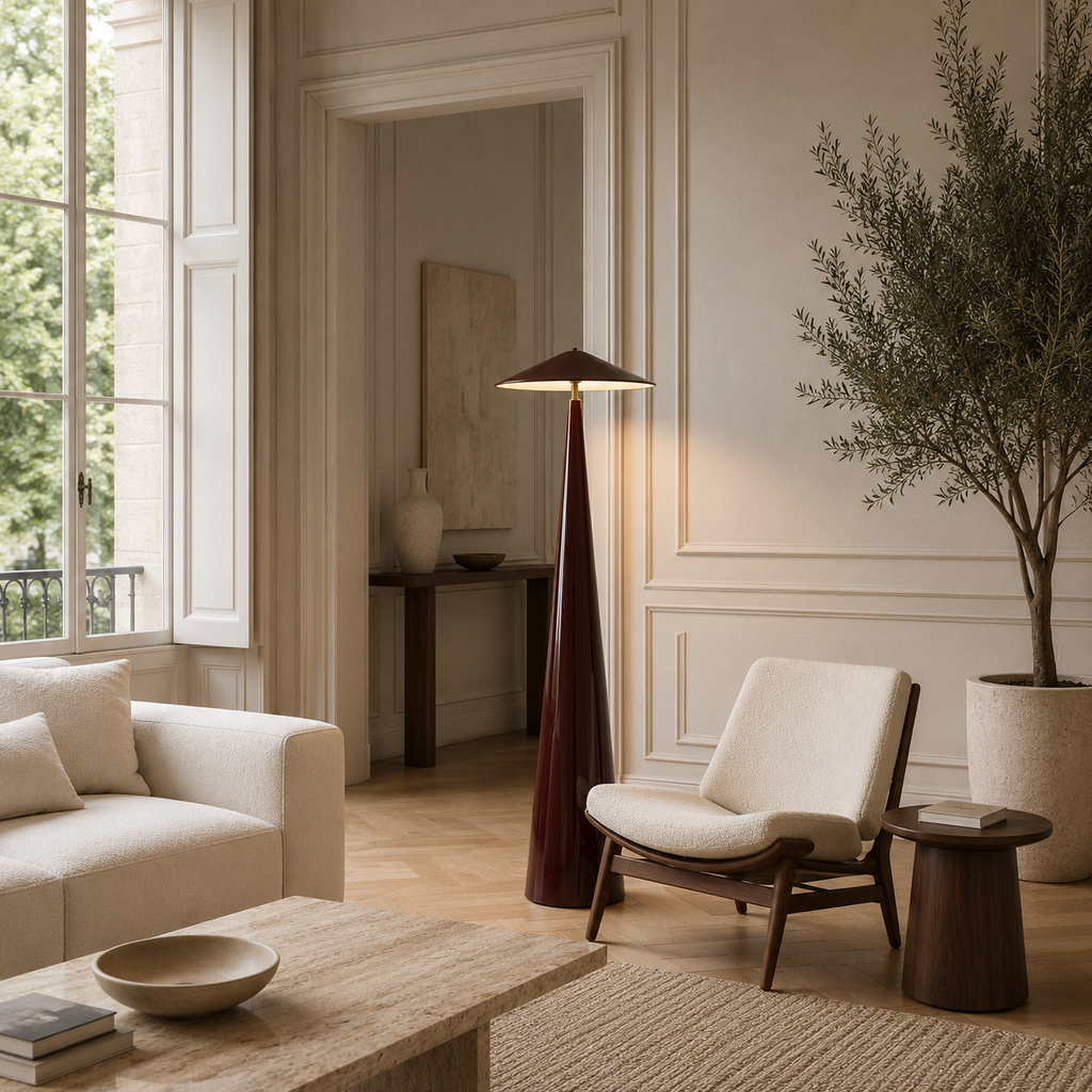 Black Floor Lamp Cone-Shaped LED
