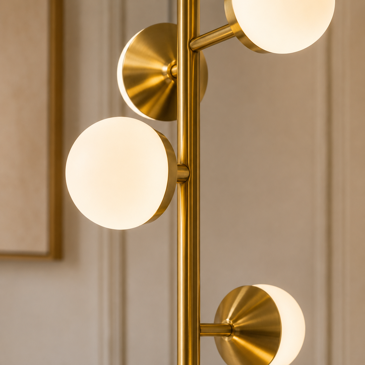 Multi-Light Floor Lamp Glass Globe Gold