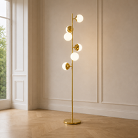 Multi-Light Floor Lamp Glass Globe Gold