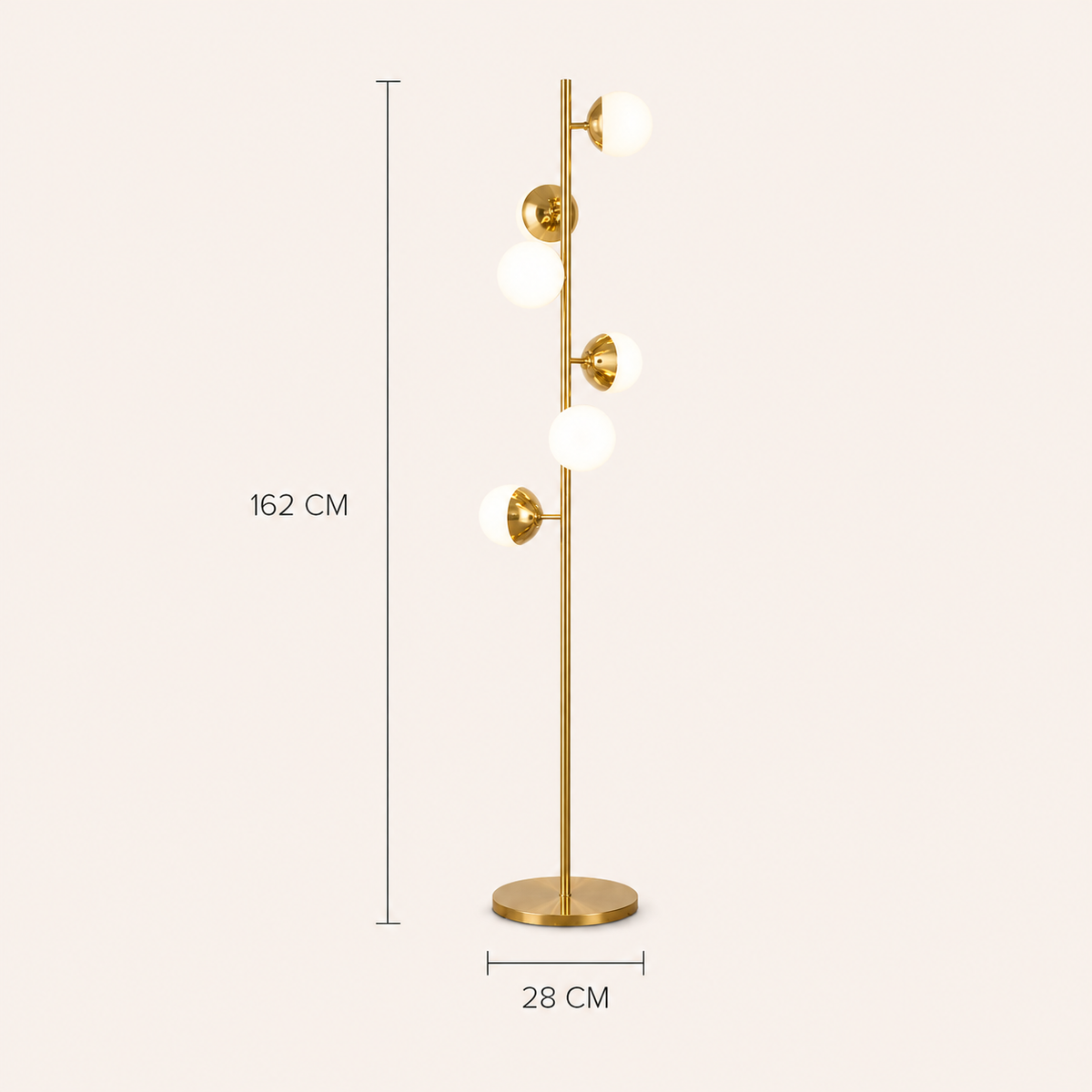 Multi-Light Floor Lamp Glass Globe Gold