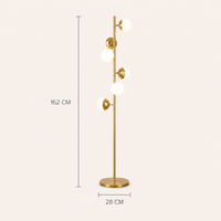Multi-Light Floor Lamp Glass Globe Gold